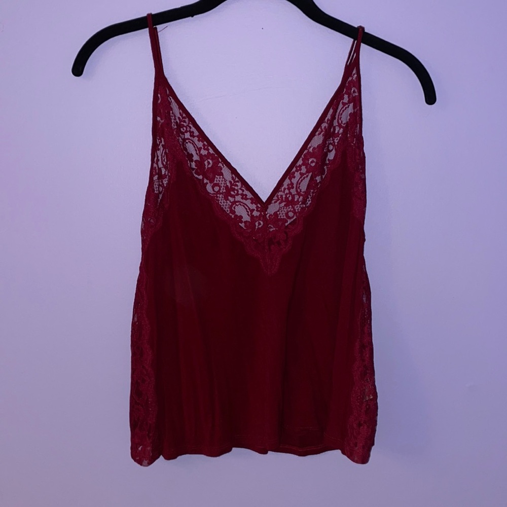 Burgundy Lace Tank Top